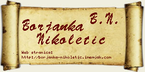 Borjanka Nikoletić vizit kartica
